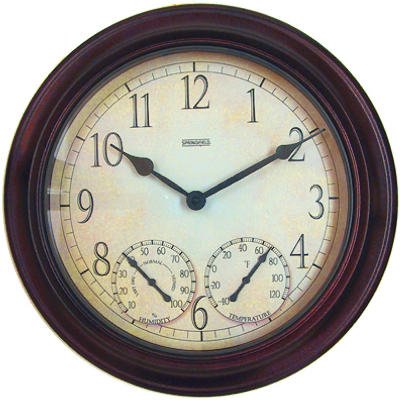 Springfield 14" METAL GARDEN CLOCK WITH HYGROMETER & THERMOMETER