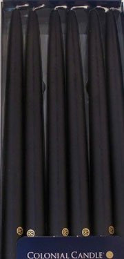Black 10" Handipt Taper Candles, Box of 12