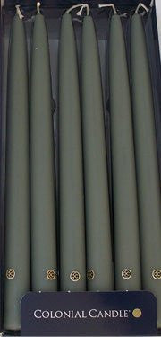 Colonial Green 12" Handipt Taper Candles, Box of 12