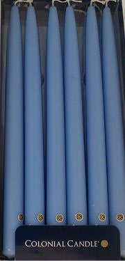 Coastal Blue 12" Handipt Taper Dinner Candles, Box of 12