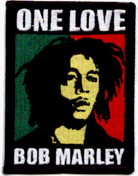 Bob Marley- One Love Tri-Colored Face 3.5" x 2.625" - Iron On or Sew On Patch