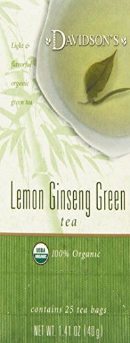 Davidson's Organics Lemon Ginseng Green, Box of 25 individually wrapped Tea Bags