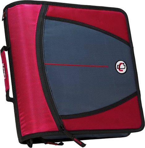 Case-it Mighty Zip Tab 3-Inch Zipper Binder, Red