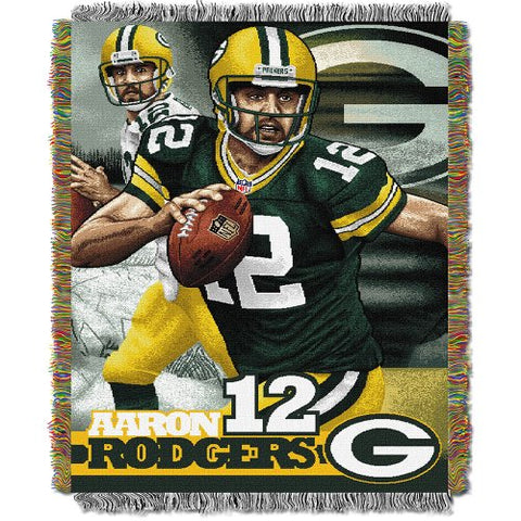 Aaron Rodgers - Green Bay Packers NFL "Players" Woven Tapestry Throw 48”x 60”