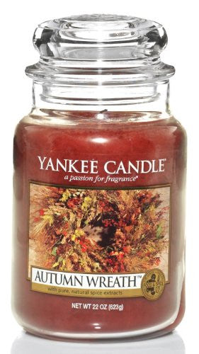 Yankee Candle Large 22-Ounce Jar Candle, Autumn Wreath
