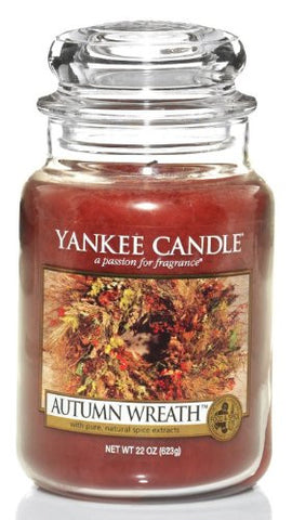 Yankee Candle Large 22-Ounce Jar Candle, Autumn Wreath