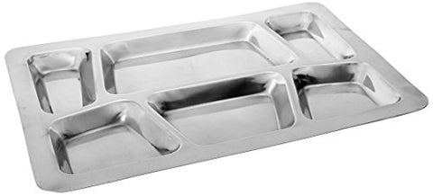 Mess Tray, 6 Compartment, Style B, S/S,15-1/2" x 11-1/2"