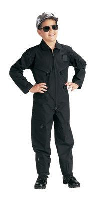 Kids Black Air Force Type Flightsuit - Large