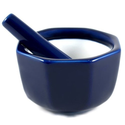 Cobalt Octagonal 41/2”, Porcelain, Mortar & Pestle