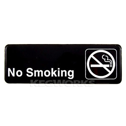 Sign, 3" x 9" , Black, No Smoking