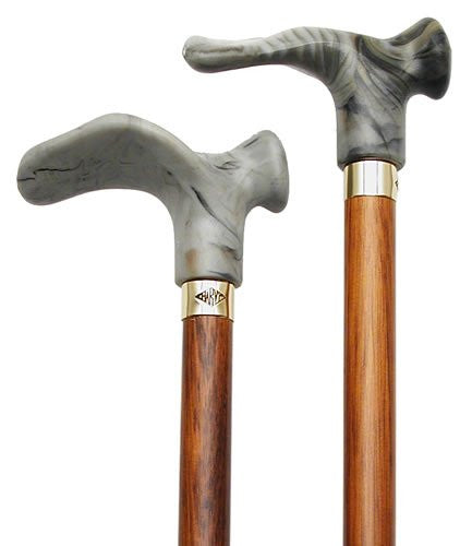 Wood Cane With Contour Handle Right OLD NO. 12256R, Walnut Stain