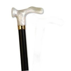 Wood Cane With Pearl Acrylic Contour Handle Left OLD NO. 12262L, Black Stain