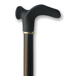 Wood Cane With Contour Soft Touch Handle Right, Black Stain
