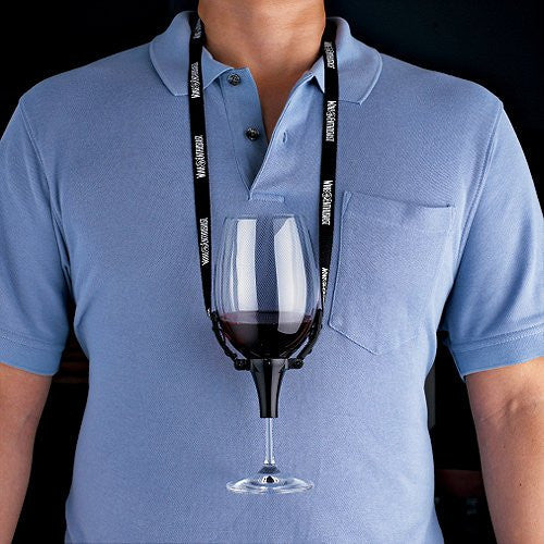 Wine Enthusiast Wine Glass Holder Necklace, Black, Set of 2