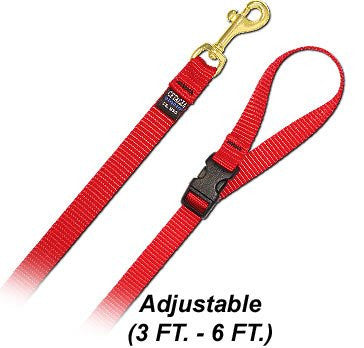 6' Long Nylon Leash with Quick Release Handle - small red