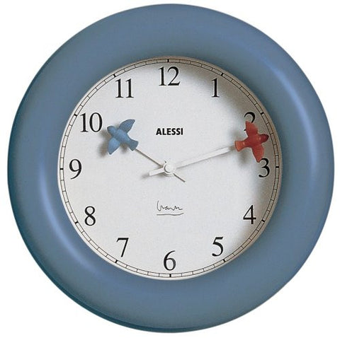 Wall clock in ABS, light blue. Quartz movement, 3½ in.