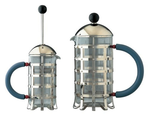 Press filter coffee maker or infuser- light blue- h 9½ in. 25 ½