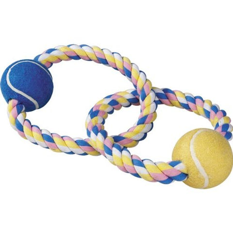 Zanies Pastel Rope Toy 2 Tennis Balls 14 in