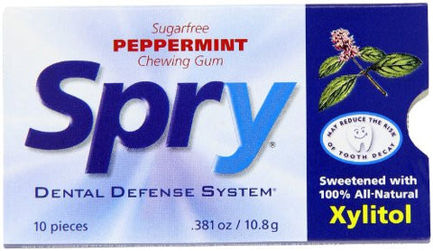 Spry Xylitol Gum - Peppermint - 10 piece sleeve
