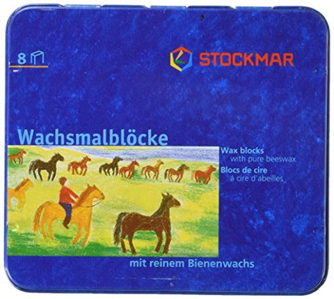 Stockmar Beeswax Block Crayons,8 Assorted Waldorf Colors in Tin