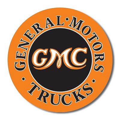 GMC Trucks Round Tin Sign, 11.75" Dia