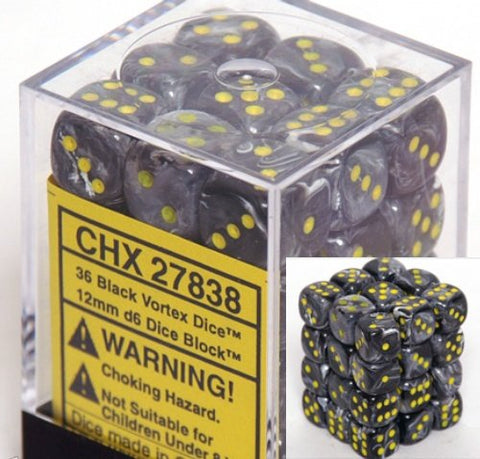 Vortex 12mm d6 Black/yellow Dice Block
