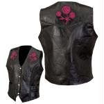 Live-Ride-Rock® Ladies' Rock Design Genuine Buffalo Leather Vest L