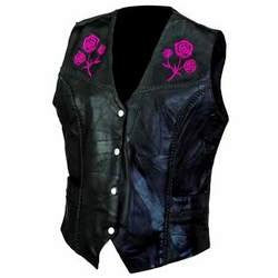 Live-Ride-Rock® Ladies' Rock Design Genuine Buffalo Leather Vest XL