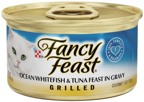 Purina Fancy Feast Grilled Ocean Whitefish & Tuna Feast in Gravy Cat Food - (24) 3 oz. Pull-top Can