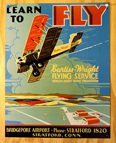 Learn to Fly Tin Sign, 12.5"W x 16"H