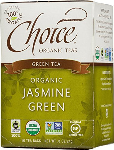CHOICE ORGANIC TEAS 6/16 Bag-Fair Trade Certified Teas Jasmine Green At least 95% Organic 6/16 BAG