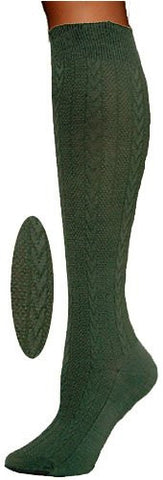 Knee High Socks - Textured Cable Knit - Sage