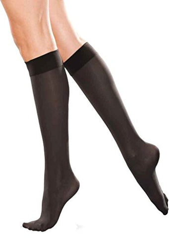 Knee High Stockings for Men and Women Closed Toe, 20-30mmHg, Black, XLarge