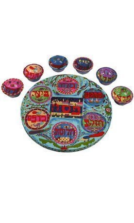 Seder Plate and Six Bowls - Oriental, 12.6x2 inch