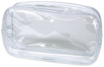 Travel/Cosmetic Bag Clear Vinyl, Gusseted Top Zippered Purse 7-3/4”x 2”x 4”