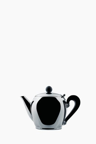 Bombé Miniature teapot in 18/10 stainless steel mirror polished with handle and knob in thermoplastic resin- 2¾ x 1¾ - h 2 in.