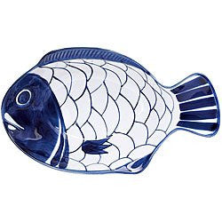DANSK - ARABESQUE BL/WH SMALL FISH PLATTER
