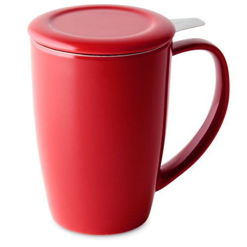 Curve Tall Tea Mug with Infuser & Lid 15oz- Red