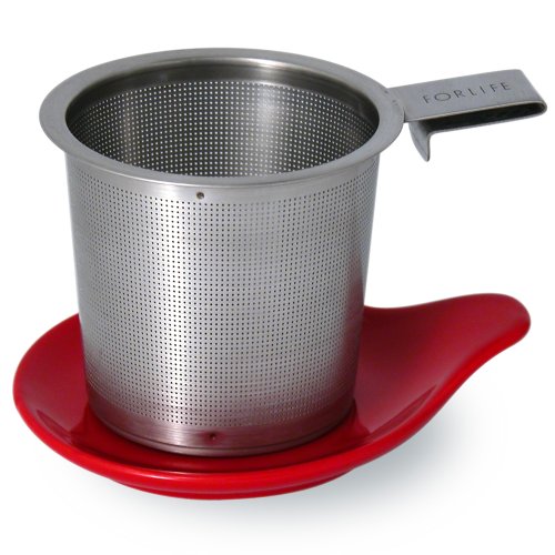 Hook Handle Tea Infuser & Dish Set- Red