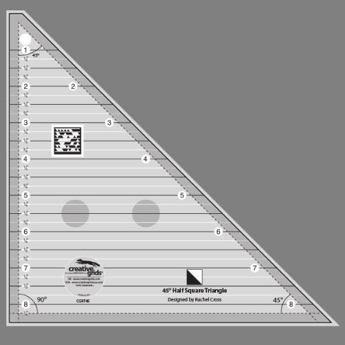 Creative Grids 45 Degree Half-Square Triangle 8-1/2in Quilt Ruler