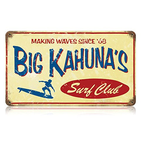 Big Kahuna vintage metal sign measures 14 inches by 8 inches