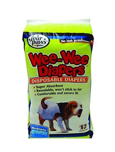 FOUR PAWS 12PK MEDIUM WEE WEE DISPOSABLE DIAPERS