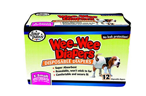 FOUR PAWS 12PK X-SMALL WEE WEE DISPOSABLE DIAPERS