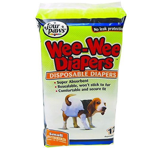 FOUR PAWS 12PK SMALL WEE WEE DISPOSABLE DIAPERS