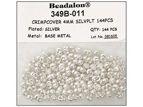 Crimp Covers, 4 mm (.157 in), Silver Plated, 144 pc