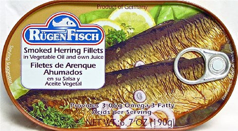 Smoked Herring Fillets in Oil, 6.7 oz