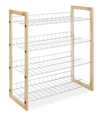 Hard Storage, Wood & Chrome Closet Shelves - Natural