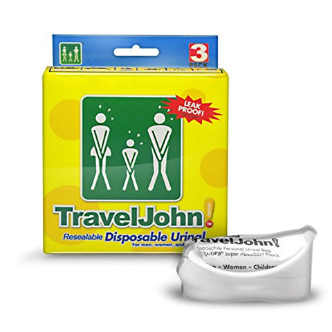 Resealable Travel John Urinal, 3-pack, 6" X 13", Folded: 2" X 2" X 5", Volume(max):28 Oz.(800 C.c)