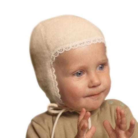 Baby Cap with Lace Edge - White 0-3 Months