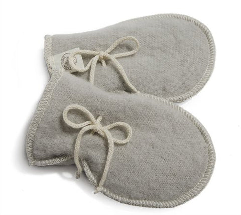 Organic Merino Wool Baby Mittens Grey 1-2 Years